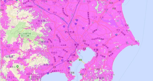 地図表示から住んでいる県を選択してWiMAXのサービスエリアを表示する