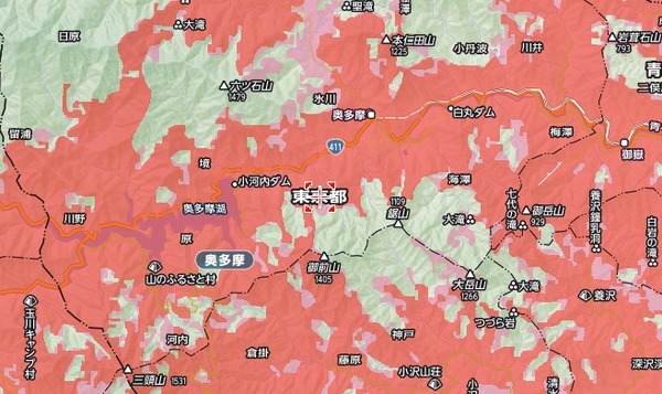 通信・エリアを選択し、住んでいる県を入力してサービスエリアマップを表示する