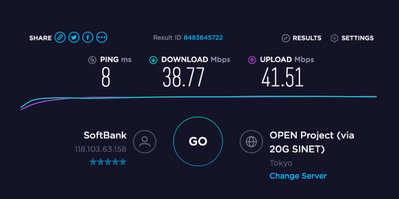 マクドナルドwifi測定1回目