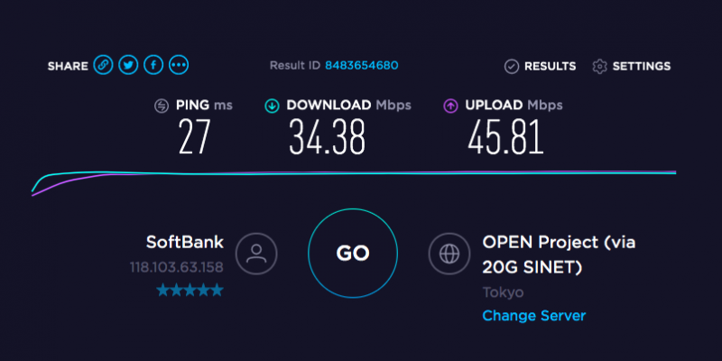 マクドナルドのwifi測定2回目