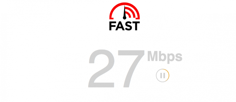 YouTubeを観るための通信速度を測るFast.comの測定画面