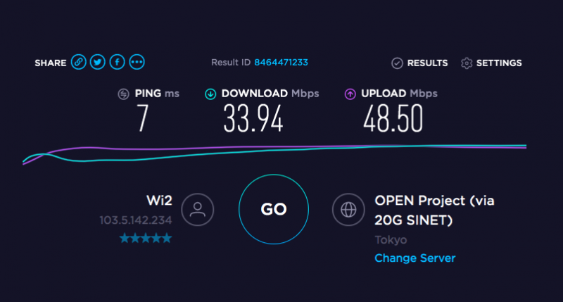 スタバwif通信速度1回目測定結果