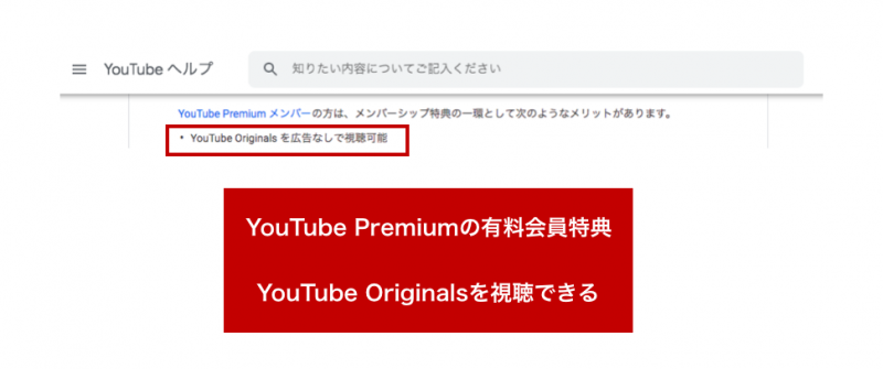 YouTube有料会員の特典説明画面